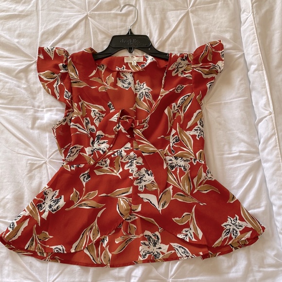 Burnt orange flower blouse - Picture 1 of 2